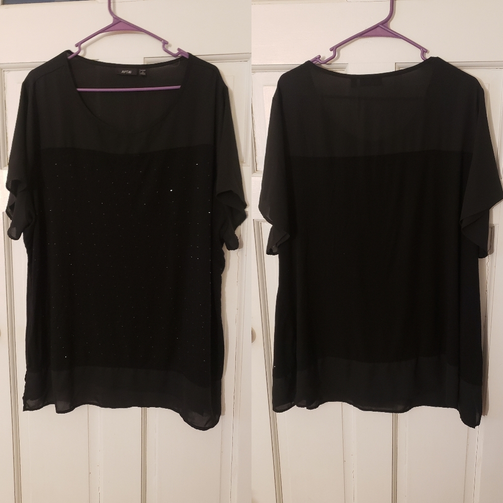 Apt 9 Short Sleeve Mesh Shoulder Studded Top